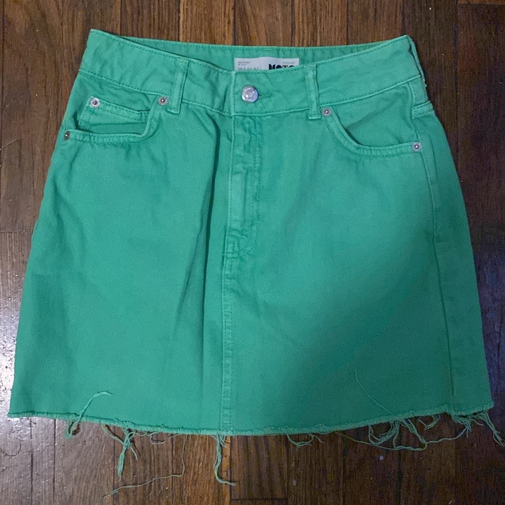 Top shop lime green denim skirt